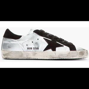 Authentic Metallic Silver and black golden goose